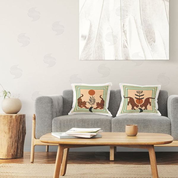 Stupell Industries Melissa Wang | Boho Symmetrical Wild Cats Printed Throw Pillow Set
