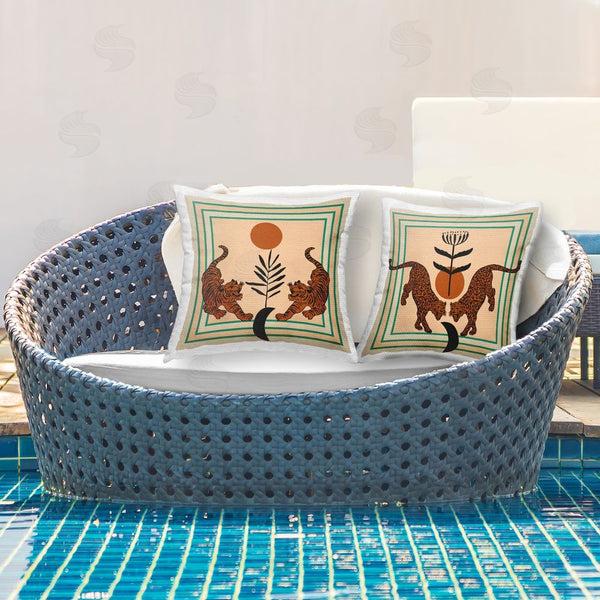 Stupell Industries Melissa Wang | Boho Symmetrical Wild Cats Printed Throw Pillow Set