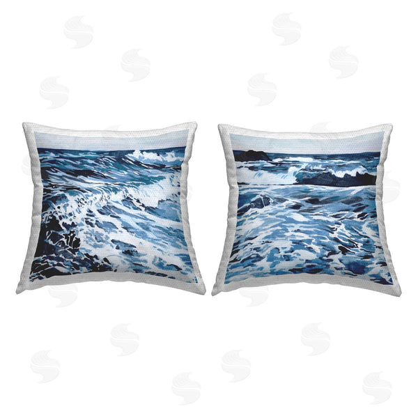 Stupell Industries Melissa Wang | Breaking Ocean Waves Printed Throw Pillow Set
