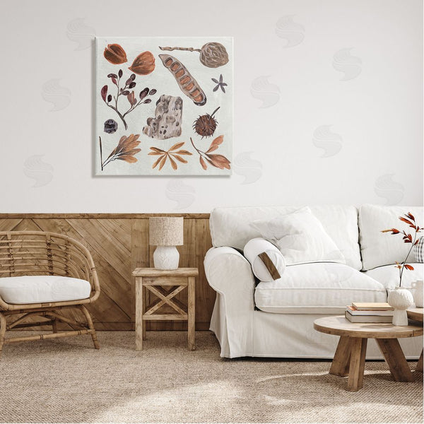 Stupell Industries Melissa Wang | Brown Seed Leaf Nut Botanicals Nature Wall Art