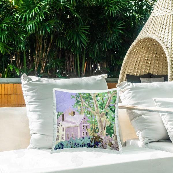 Stupell Industries Melissa Wang | Building View Through Trees Printed Throw Pillow