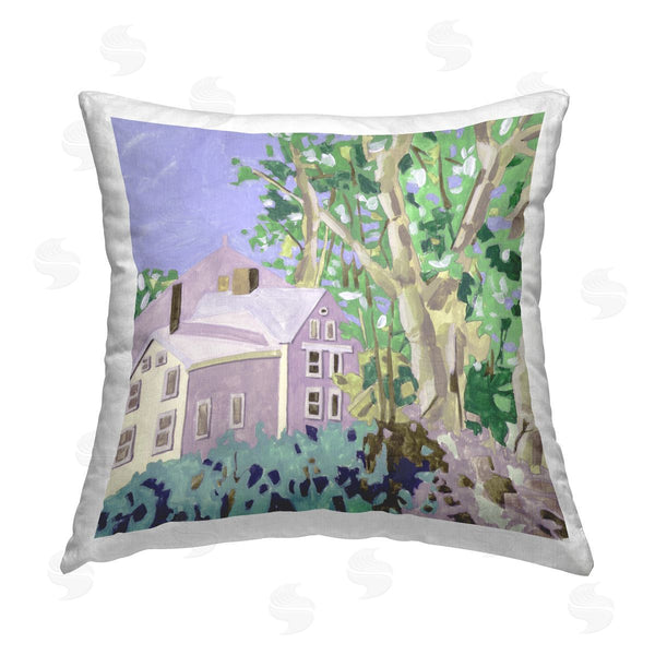 stupell industries Melissa Wang | Building View Through Trees Printed Throw Pillow