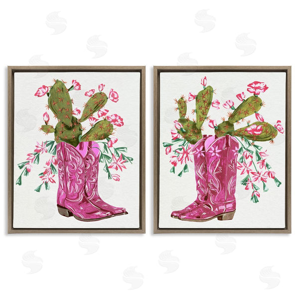 Stupell Industries Melissa Wang | Cactus In Pink Cowgirl Boots