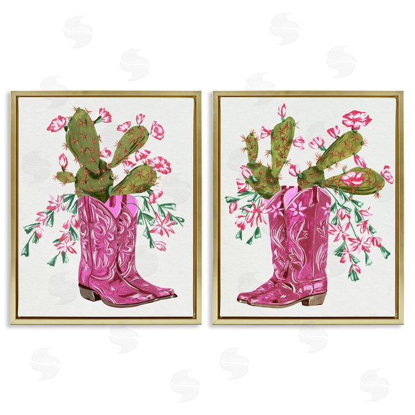 Stupell Industries Melissa Wang | Cactus In Pink Cowgirl Boots