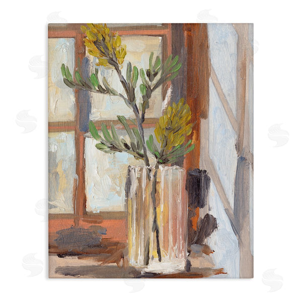 stupell industries Melissa Wang | Charming Yellow Floral Jar Window Sill Flowers Wall Art