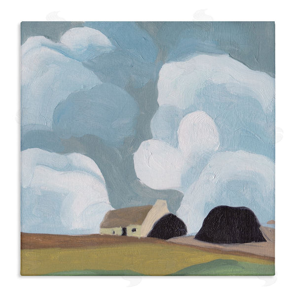 stupell industries Melissa Wang | Cloudy Sky Country Cottage Landscape Soft Meadow Wall Art