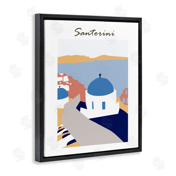 Stupell Industries Melissa Wang | Coastal Cliff Town Santorini Minimalistic Travel Illustration Wall Art