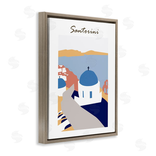 Stupell Industries Melissa Wang | Coastal Cliff Town Santorini Minimalistic Travel Illustration Wall Art