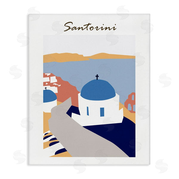 stupell industries Melissa Wang | Coastal Cliff Town Santorini Minimalistic Travel Illustration Wall Art