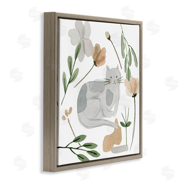 Stupell Industries Melissa Wang | Comfy Cat Varied Botanicals Wall Art