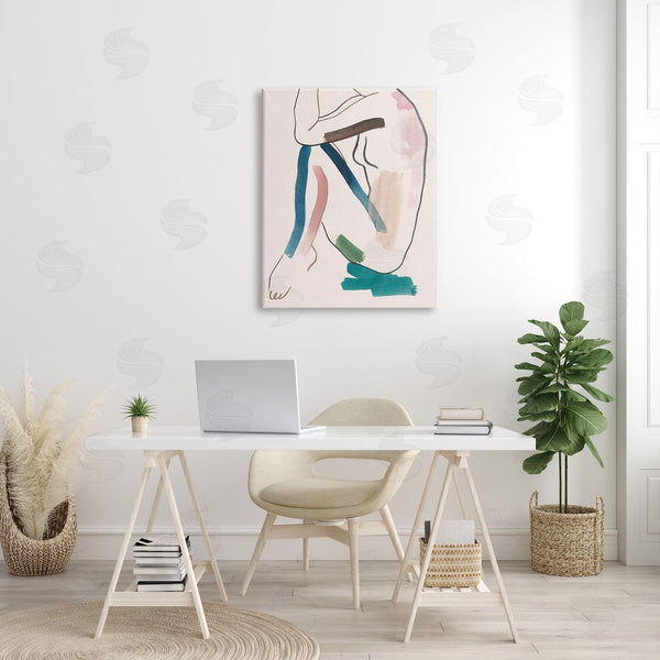 Stupell Industries Melissa Wang | Conceptual Crouched Female Figure Resting Bold Lines Wall Art