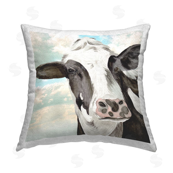 Stupell Industries Melissa Wang | Cow Gazing Cloudy Sky Printed Throw Pillow