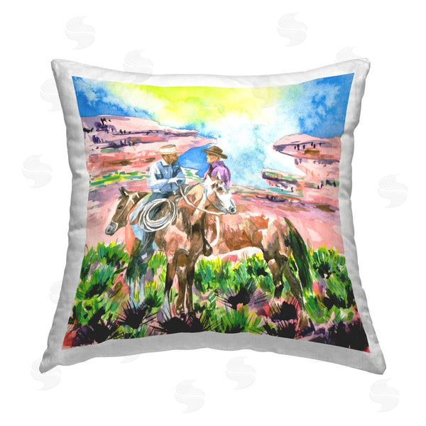 stupell industries Melissa Wang | Cowboy Duo in Canyon Printed Throw Pillow