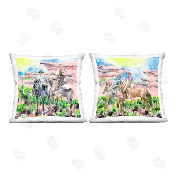 stupell industries Melissa Wang | Cowboys Under Western Sun Printed Throw Pillow Set