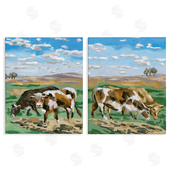 stupell industries Melissa Wang | Cows Grazing in Field Wall Art