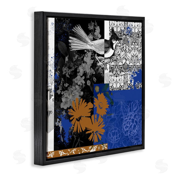 Stupell Industries Melissa Wang | Damask Patterned Jay Bird Collage Wall Art