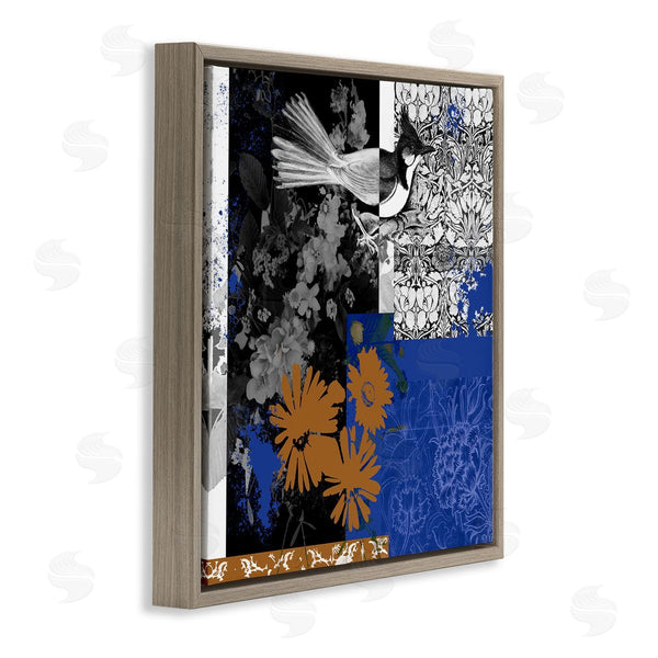 Stupell Industries Melissa Wang | Damask Patterned Jay Bird Collage Wall Art