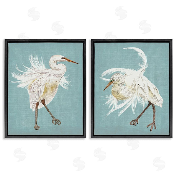 Stupell Industries Melissa Wang | Dancing Heron Birds White Feathers Over Blue Wall Art