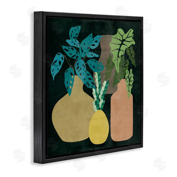 Stupell Industries Melissa Wang | Decorative Vases With Tropical Palms Over Black Wall Art