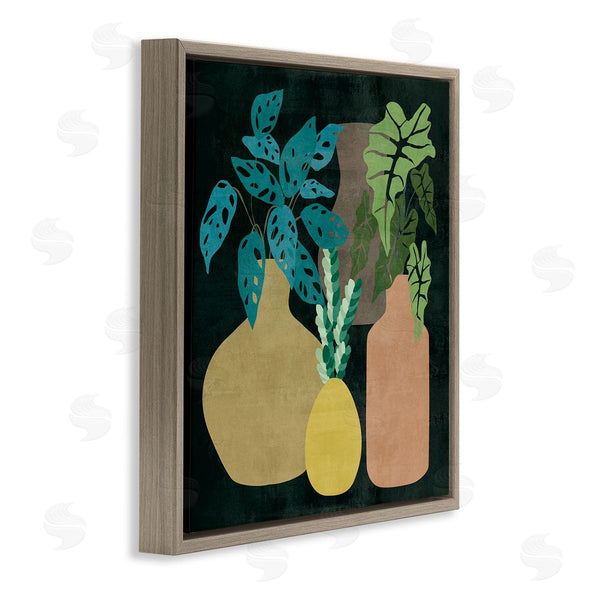 Stupell Industries Melissa Wang | Decorative Vases With Tropical Palms Over Black Wall Art