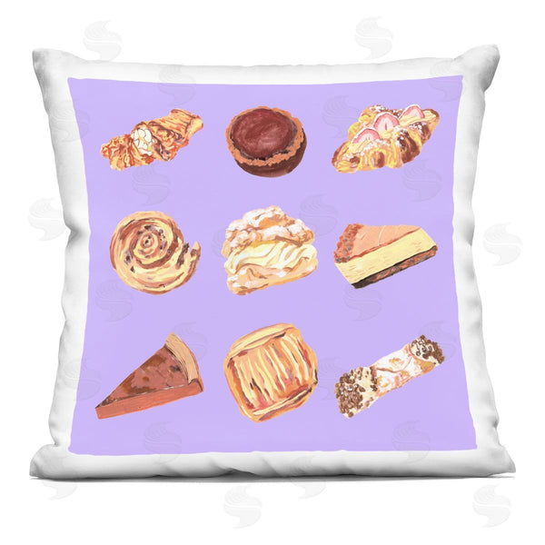 stupell industries Melissa Wang | Delicious Pastries on Purple Printed Throw Pillow