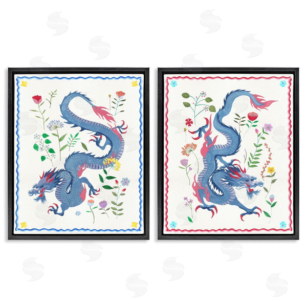 Stupell Industries Melissa Wang | Dragons With Flower Details