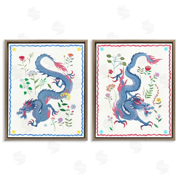 Stupell Industries Melissa Wang | Dragons With Flower Details