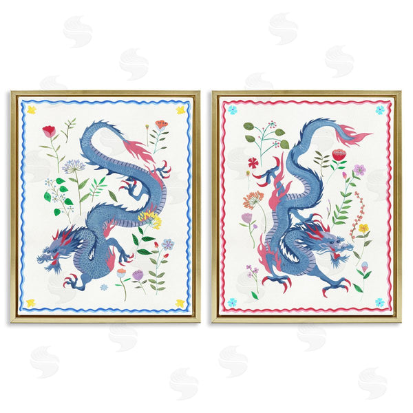 Stupell Industries Melissa Wang | Dragons With Flower Details