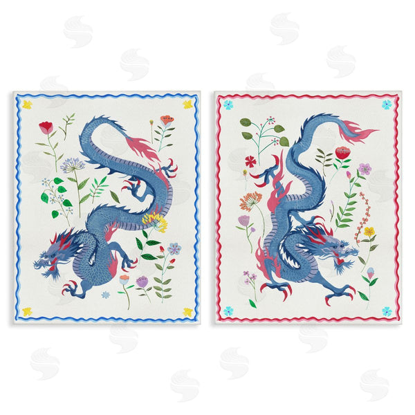 stupell industries Melissa Wang | Dragons with Flower Details