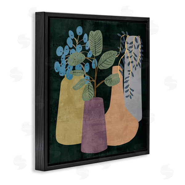 Stupell Industries Melissa Wang | Eucalyptus Plants In Decorative Vases Over Black Wall Art