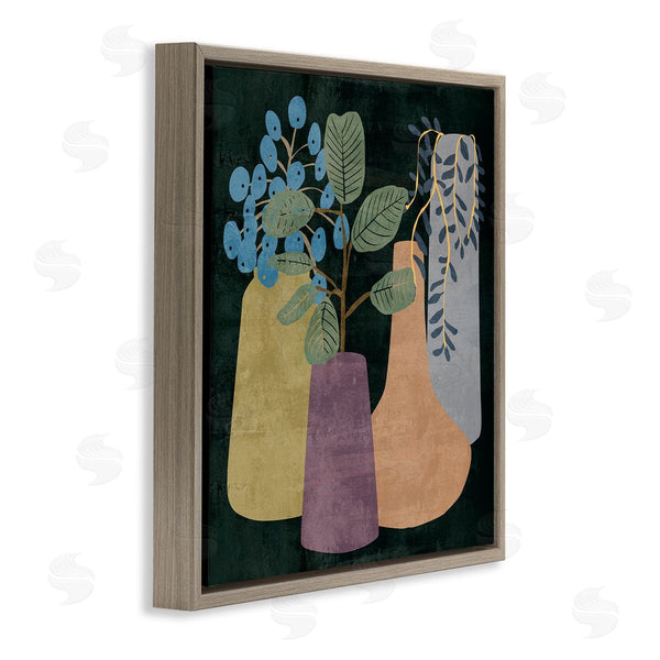 Stupell Industries Melissa Wang | Eucalyptus Plants In Decorative Vases Over Black Wall Art