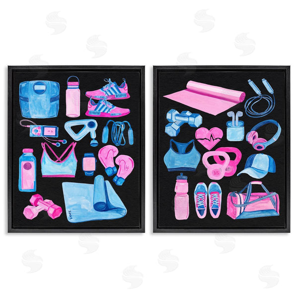 Stupell Industries Melissa Wang | Exercise Gear Pink & Blue Wall Art