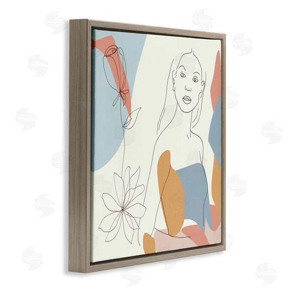 Stupell Industries Melissa Wang | Expressive Female Linework Spring Florals Pastel Curves
