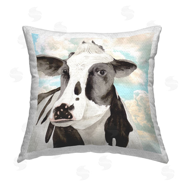 Stupell Industries Melissa Wang | Farm Cow & Cloudy Sky Printed Throw Pillow