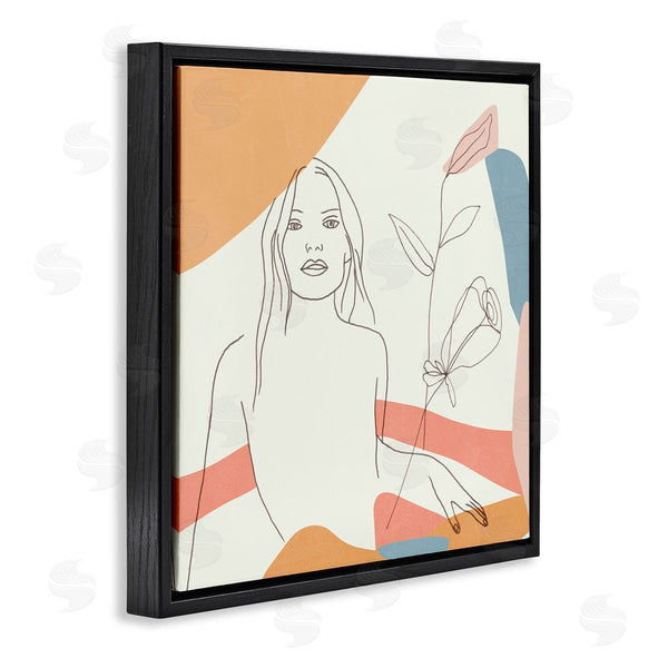 Stupell Industries Melissa Wang | Female Figure Study Blooming Floral Pastel Shapes
