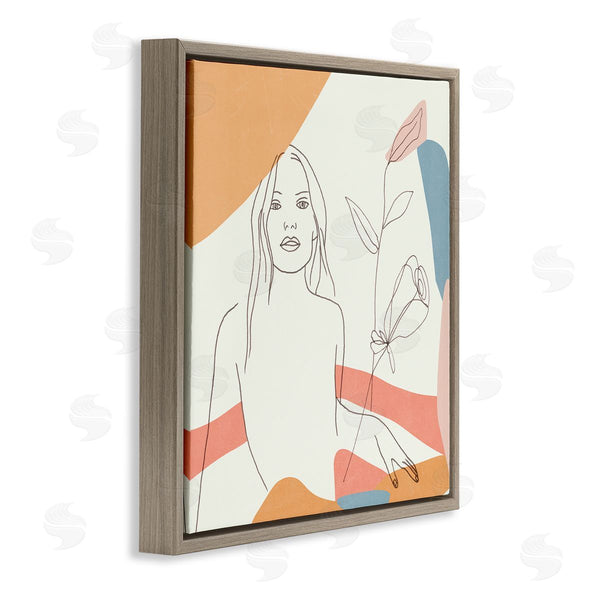 Stupell Industries Melissa Wang | Female Figure Study Blooming Floral Pastel Shapes