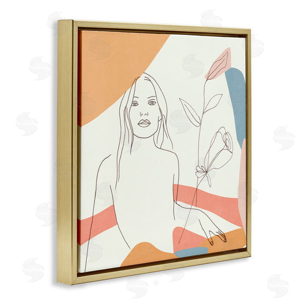 Stupell Industries Melissa Wang | Female Figure Study Blooming Floral Pastel Shapes
