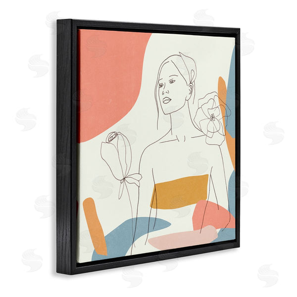 Stupell Industries Melissa Wang | Female Line Portrait Spring Florals Expressive Shapes