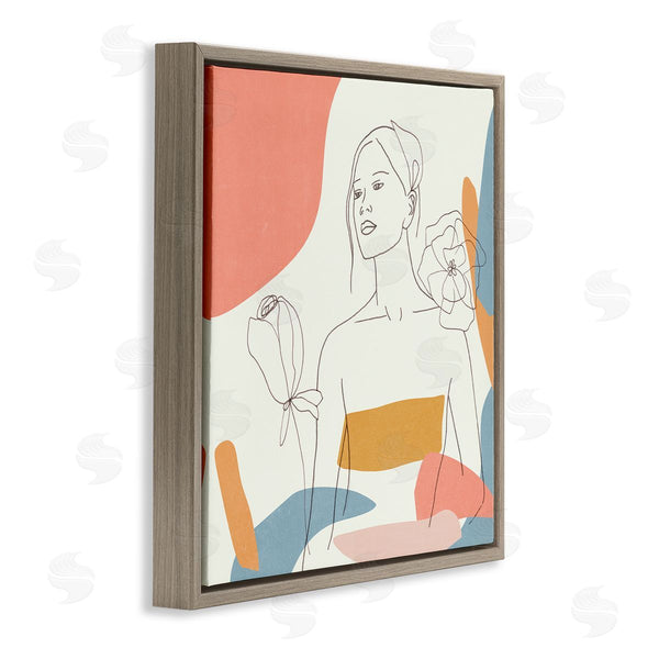 Stupell Industries Melissa Wang | Female Line Portrait Spring Florals Expressive Shapes