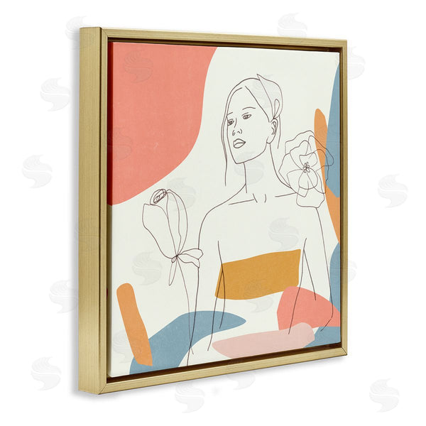 Stupell Industries Melissa Wang | Female Line Portrait Spring Florals Expressive Shapes