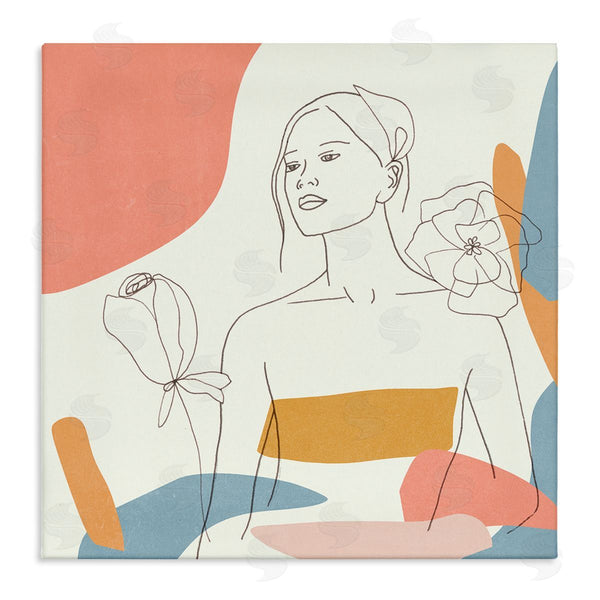 stupell industries Melissa Wang | Female Line Portrait Spring Florals Expressive Shapes