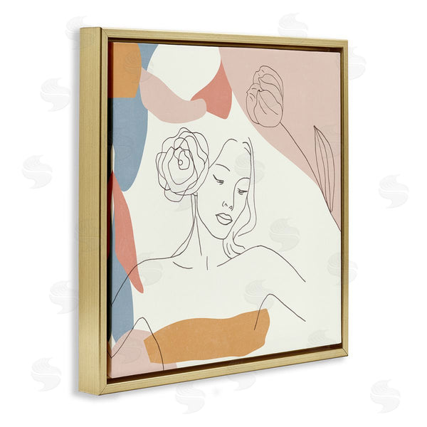 Stupell Industries Melissa Wang | Female Linework Study Floral Hair Abstract Curves