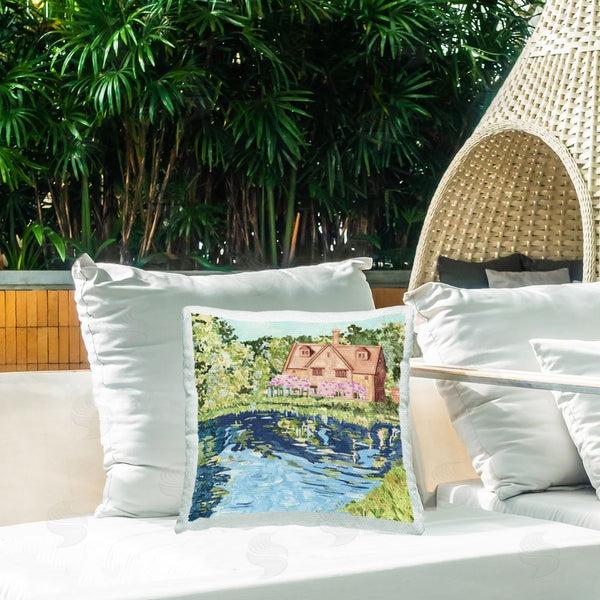 Stupell Industries Melissa Wang | Floral Cottage & Lake Printed Throw Pillow
