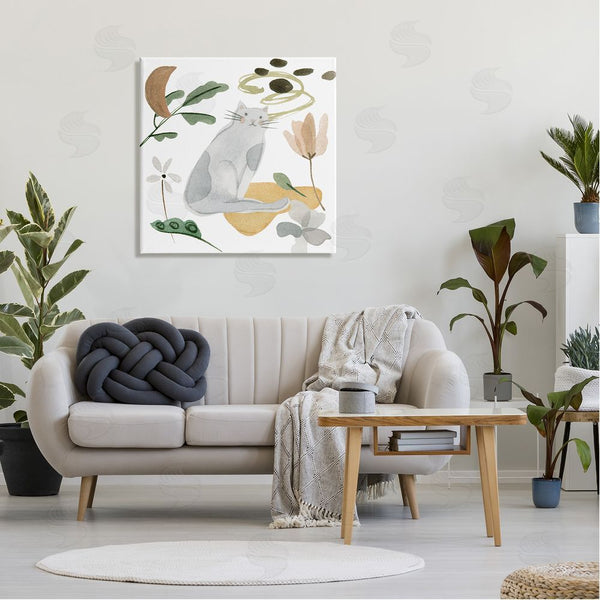 Stupell Industries Melissa Wang | Floral Happy Cat Botanicals Wall Art