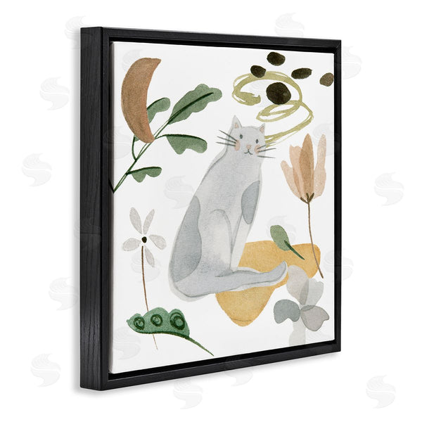 Stupell Industries Melissa Wang | Floral Happy Cat Botanicals Wall Art