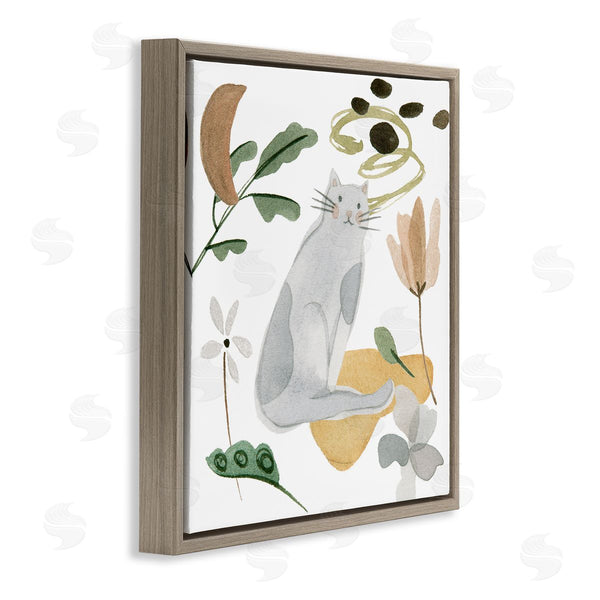 Stupell Industries Melissa Wang | Floral Happy Cat Botanicals Wall Art