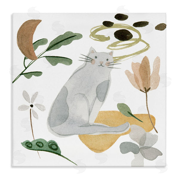 stupell industries Melissa Wang | Floral Happy Cat Botanicals Wall Art