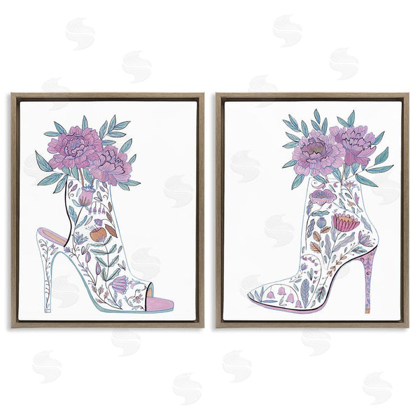 Stupell Industries Melissa Wang | Floral Stiletto Heel Boots Wall Art