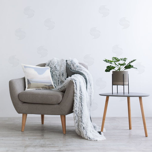 Stupell Industries Melissa Wang | Fluffy Clouds Over Beach Printed Throw Pillow