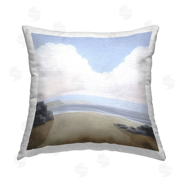 Stupell Industries Melissa Wang | Fluffy Clouds Over Beach Printed Throw Pillow
